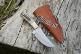 8" Inches HAND FORGED Full Tang D2 Steel Skinning Knife + leather sheath ZB Knives Store