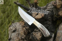 8" Inches HAND FORGED Full Tang D2 Steel Skinning Knife + leather sheath ZB Knives Store