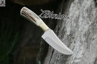 8" Inches HAND FORGED Full Tang D2 Steel Skinning Knife + leather sheath ZB Knives Store