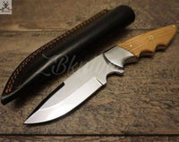 8" Inches HAND FORGED Full Tang D2 Steel Skinning Knife + leather sheath ZB Knives Store