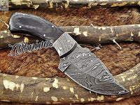 8" Inches HAND FORGED Full Tang Damascus Steel Skinning Knife + leather sheath ZB Knives Store