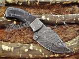 8" Inches HAND FORGED Full Tang Damascus Steel Skinning Knife + leather sheath ZB Knives Store