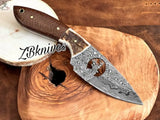 8" Inches HAND FORGED Full Tang Damascus Steel Skinning Knife + leather sheath ZB Knives Store