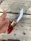 8" Inches HAND FORGED Full Tang Damascus Steel Skinning Knife+ Leather Sheath ZB Knives Store