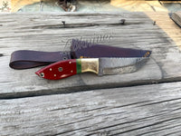 8" Inches HAND FORGED Full Tang Damascus Steel Skinning Knife+ Leather Sheath ZB Knives Store