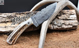 8" Inches HAND FORGED Full Tang Special Feather Damascus Steel Skinning Knife + leather sheath ZB Knives Store