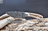 8" Inches HAND FORGED Full Tang Special Feather Damascus Steel Skinning Knife + leather sheath ZB Knives Store