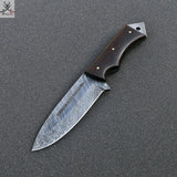 9.25" Inches HAND FORGED Full Tang Damascus Steel Hunting Knife+ Leather sheath ZB Knives Store