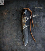 9.5" Inches HAND FORGED 1095 High Carbon Steel Gut Hook Hunting knife + Leather Sheath ZB Knives Store