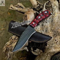 9.5" Inches HAND FORGED Full Tang 1095 High Carbon Steel Hunting Knife + leather sheath ZB Knives Store