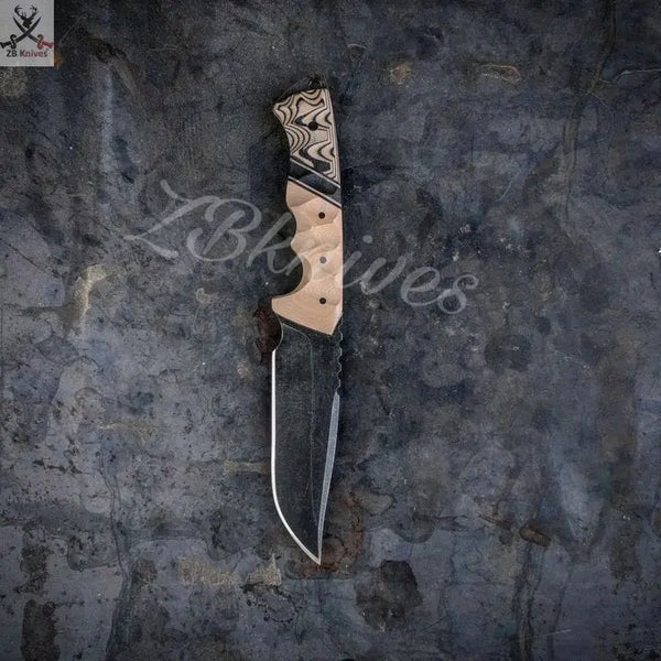 9.5" Inches HAND FORGED Full Tang 1095 High Carbon Steel Hunting Knife+ Leather sheath ZB Knives Store