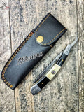 Beautiful HAND FORGED Damascus Steel Straight Razor knife + leather sheath ZB Knives Store