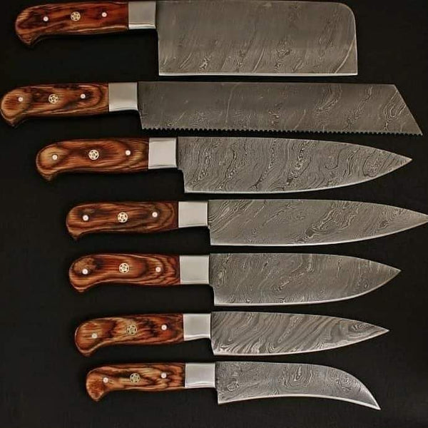 Beautiful Custom Handmade Damascus Steel Kitchen Knives Set - ZB Knives Store