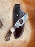 Deer 🦌 Cut blade😇 9" HAND FORGED Full Tang Damascus Steel Hunting Skinning Knife+ Leather Sheath