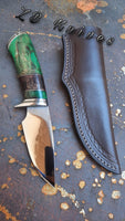 7.75" inches HAND FORGED J2 Steel Skinning Knife + leather sheath